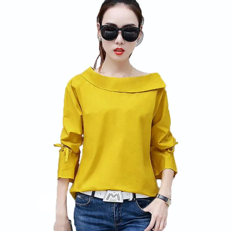 Blusas De Mujer Elegante Cuello Sesgado Blusa Femenina Camisa Sexy