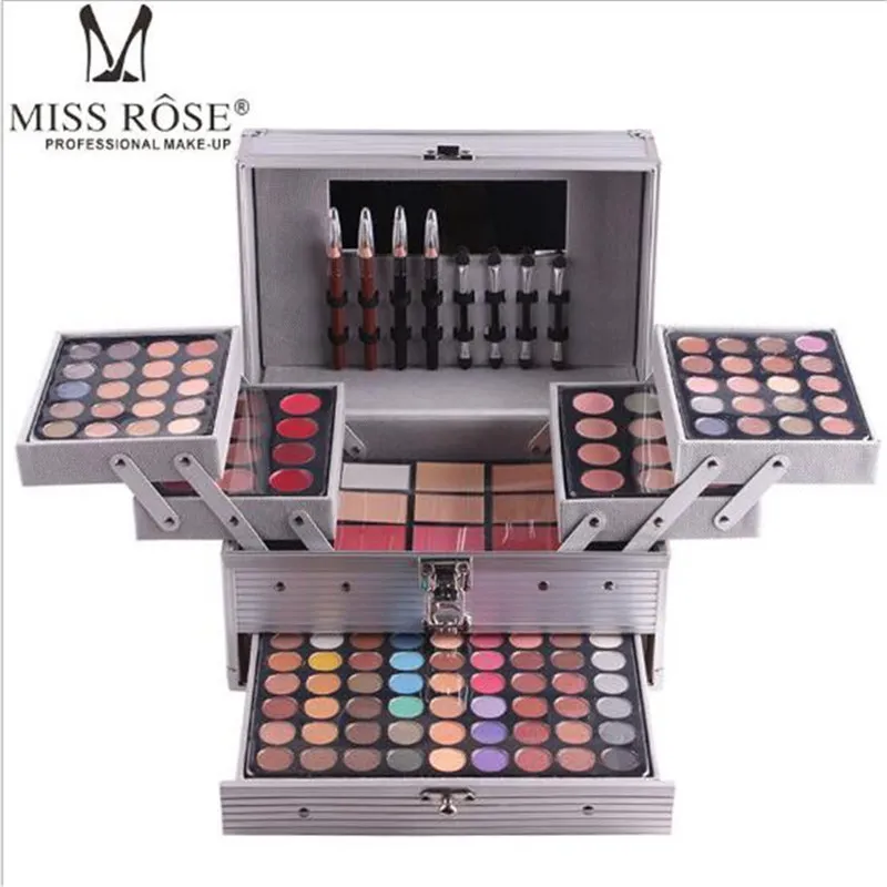 Fröken Rose Professional Face Makeup Palette Satser Matteshimmer Eyeshadow Concealer Lightening Vattentät Foundation Makeup Kit DHL Gratis