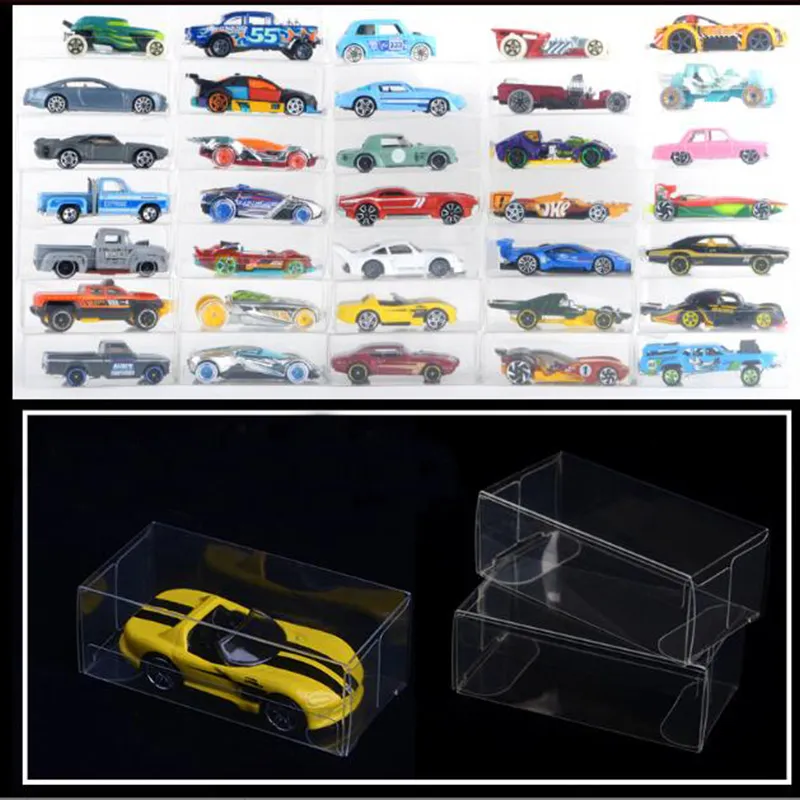 8.2 * 4.3 * 4.1 سنتيمتر PVC واضح شفافة الغبار العرض عرض مربع حماية مربع التعبئة 1:64 hotwheels tomy لعبة سيارة نموذج