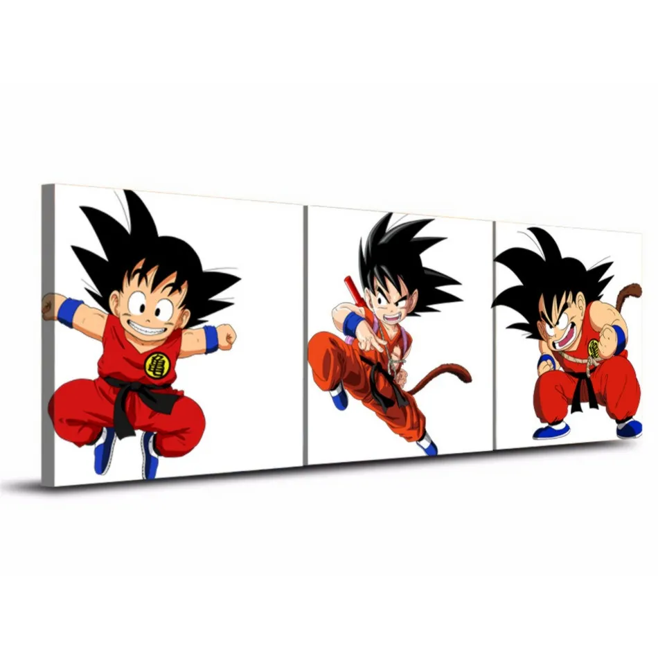 Dragon Ball Goku, 3 Piezas Impresiones en Lienzo Arte de la pared Pintura  Al Óleo Decoración