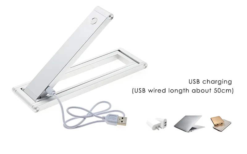 Ładowanie USB Przenośne LED Mini Folding Desk Lampy Regulowane DIY Night Lights Lampa stołowa do czytania komputera