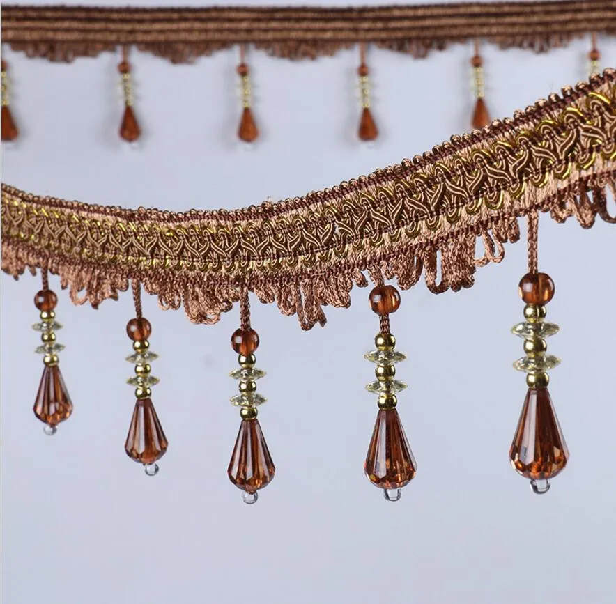 12 metros de diamantes pérola pendente tecido de renda guarnição da fita para cortinas de janela festa de casamento decorar vestuário de costura diy