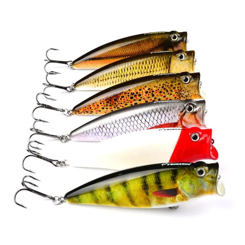 Arrasto Acertar a Água Respingo Natação Flutuante Popper isca em fuga ou ferida baitfish 9.5 cm 16.3g boca Grande Realista isca de peixe artificial