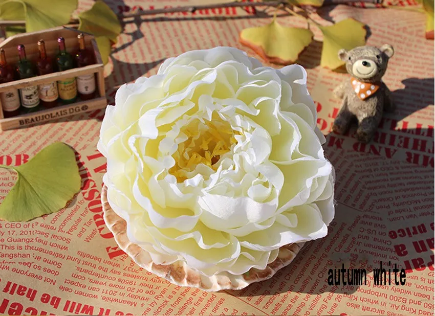120 pièces 14 cm fleurs artificielles pour les décorations de mariage têtes de fleurs de pivoine en soie décoration de fête mur de fleurs toile de fond de mariage blanc 7435376