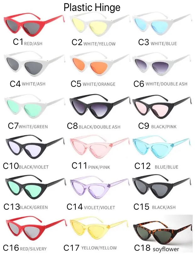 24 Farben Cat Eye Sonnenbrille Rahmen Bunte Mode Cateye Sonnenbrille Metallscharnier Großhandel Brillen