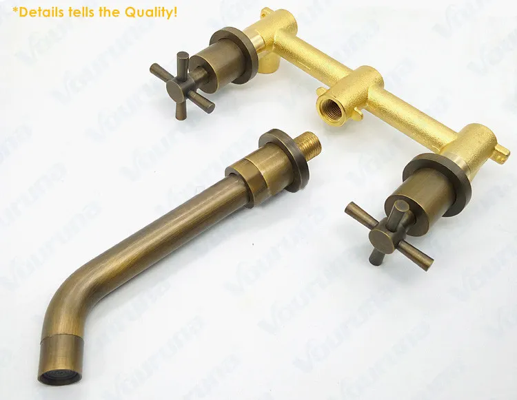 Antique Brass Wall Mounted Basin Faucets (1)
