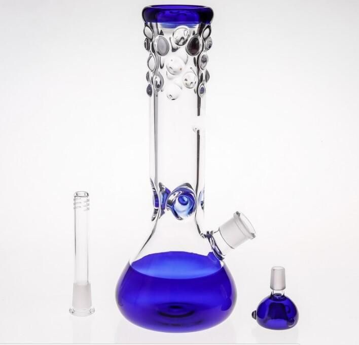 2017 Beaker Bong Glass Water Pipes With Downstem 14.5mm Glass Bowl Pink