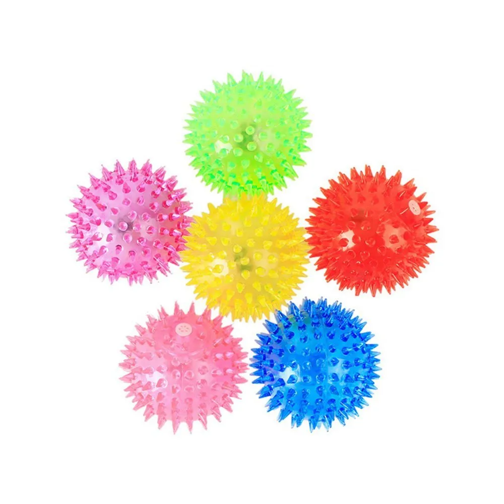 Novelty Lighting Soft Rubber Hedgehog Bouncing Barbed Ball Led Flash Pet Toys Christmas Birthday Festival Gift