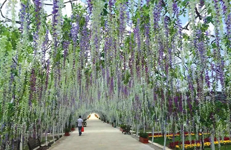 12 pezzi 1 pz 3,6/2,46 piedi fiori artificiali seta glicine vite ratta fiore appeso per matrimonio giardino floreale fai da te soggiorno ufficio arredamento