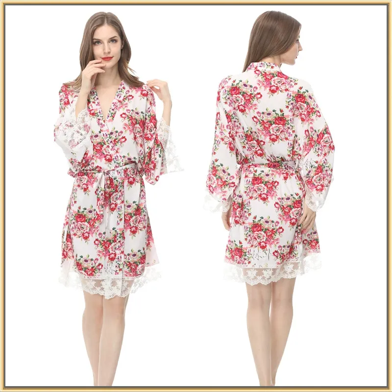 Bridesmaid Robes 2019 Custom Bridesmaid Gifts Cotton Print Floral Bridal Party Robes Långärmade M xxl