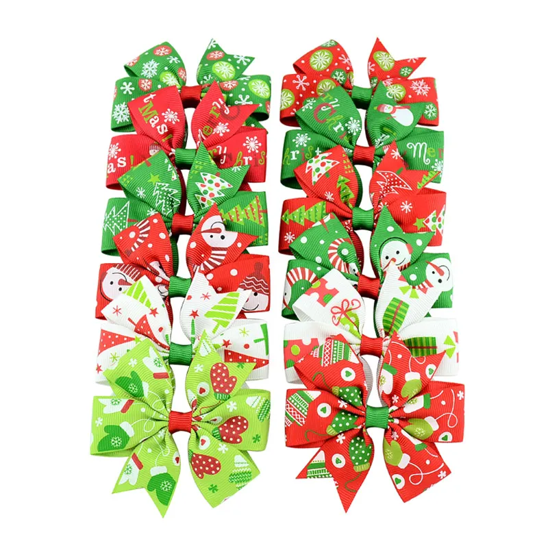 Accessori per capelli natalizi per bambini e neonati. Design multicolore a forma di cartone animato, in tessuto, fiocco, fascia per capelli, fermaglio per capelli, decorazione per capelli, regali di Natale