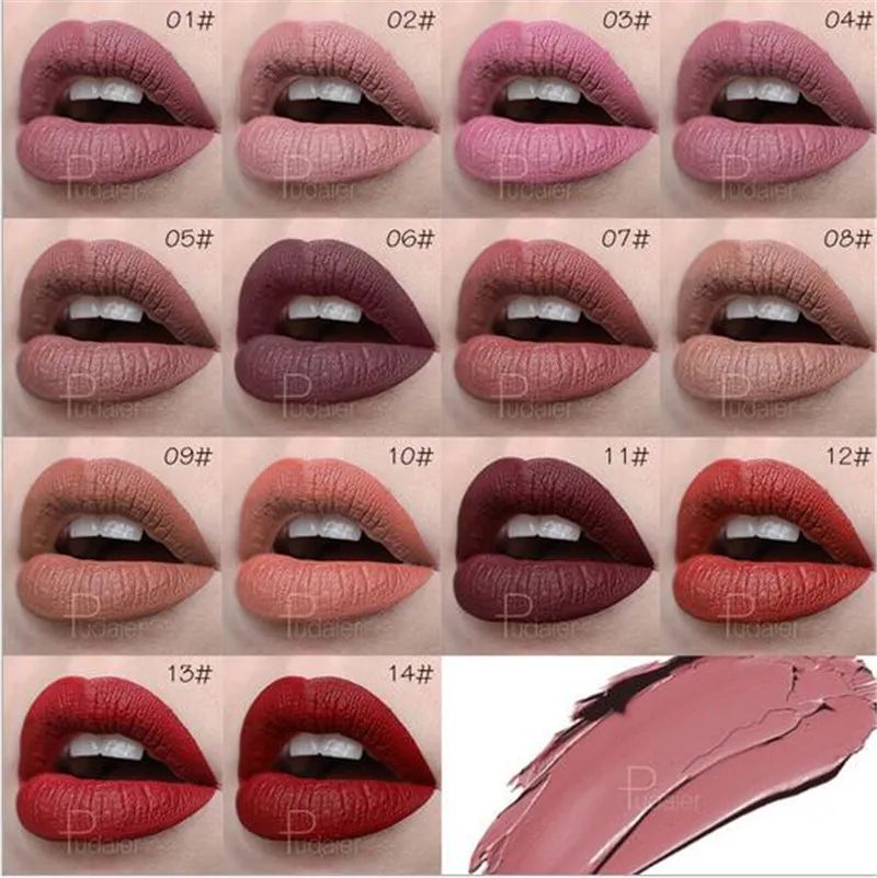 Pudaier 26 cores Lips Velvet Sexy Red Lip Matte batom batons Up Beauty Matte Cosmetic batom gloss DHL transporte livre