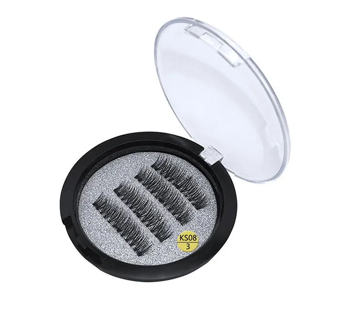 Hot sale three magnet 3D magnetic false eyelashes Natural hand-made 3 Magnetic False Eyelashes Eye lashes Beauty Makeup Accessories