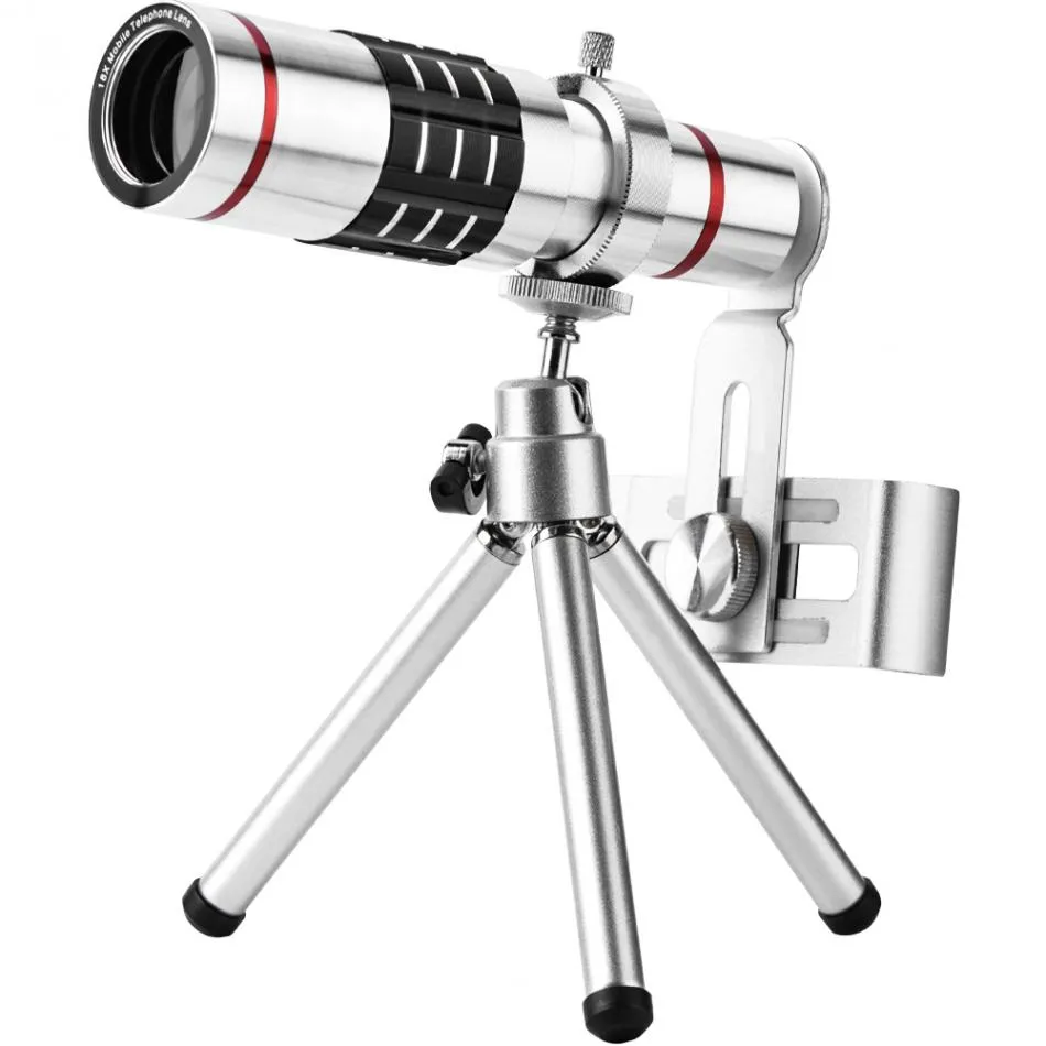 Zestaw obiektywu telefonów komórkowych Freeshipping Uniwersalny 18x Zoom optyczny teleskopowy Telescope Len z aluminiowym stopu Tri