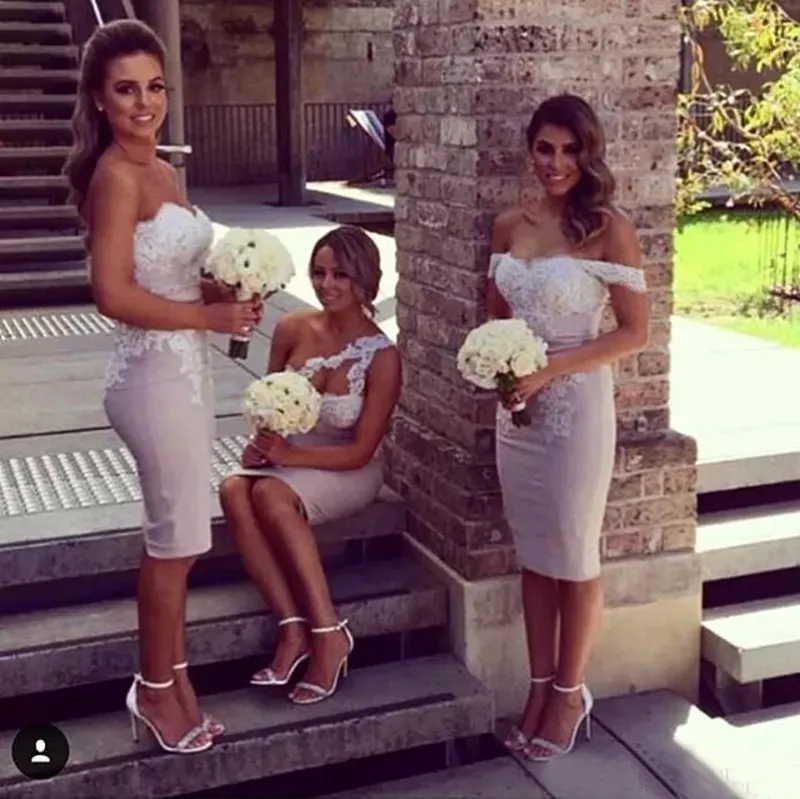 Estilos mixtos Vestidos de dama de honor cortos para el jardín de verano Bodas de la Estilos mixtos Vestidos de dama de honor cortos para el jardín de verano Bodas de la