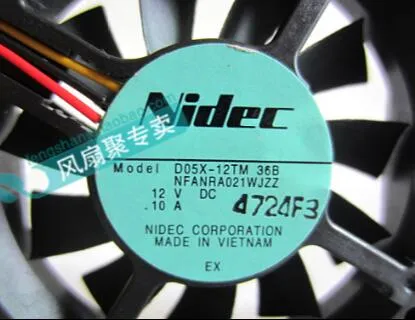 Nidec D05X-12TM 36B 12V 0.10A 5CM 5010 ثلاثة خط مروحة تبريد الهواء الكبيرة