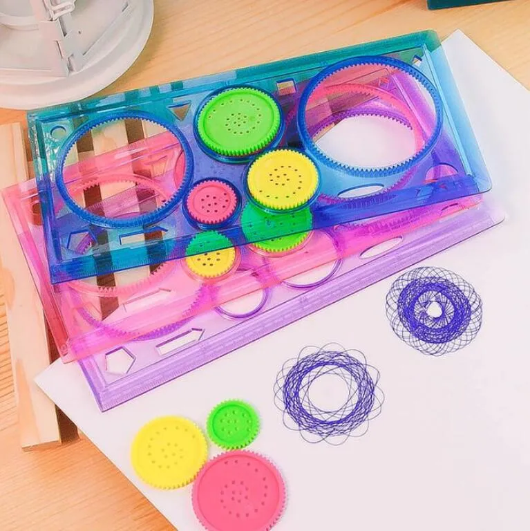 High Quality Painting Multi-function Interesting Puzzle Spirograph Children Drawing Plastic Ruler Can Improve Start Work Ability