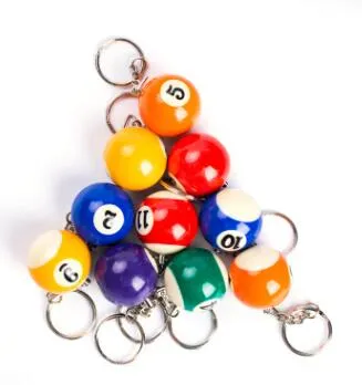 أزياء Snooker Table Ball keychain keyring سلسلة مفاتيح لعيد ميلاد هدية محظوظة مختلطة الألوان 258J