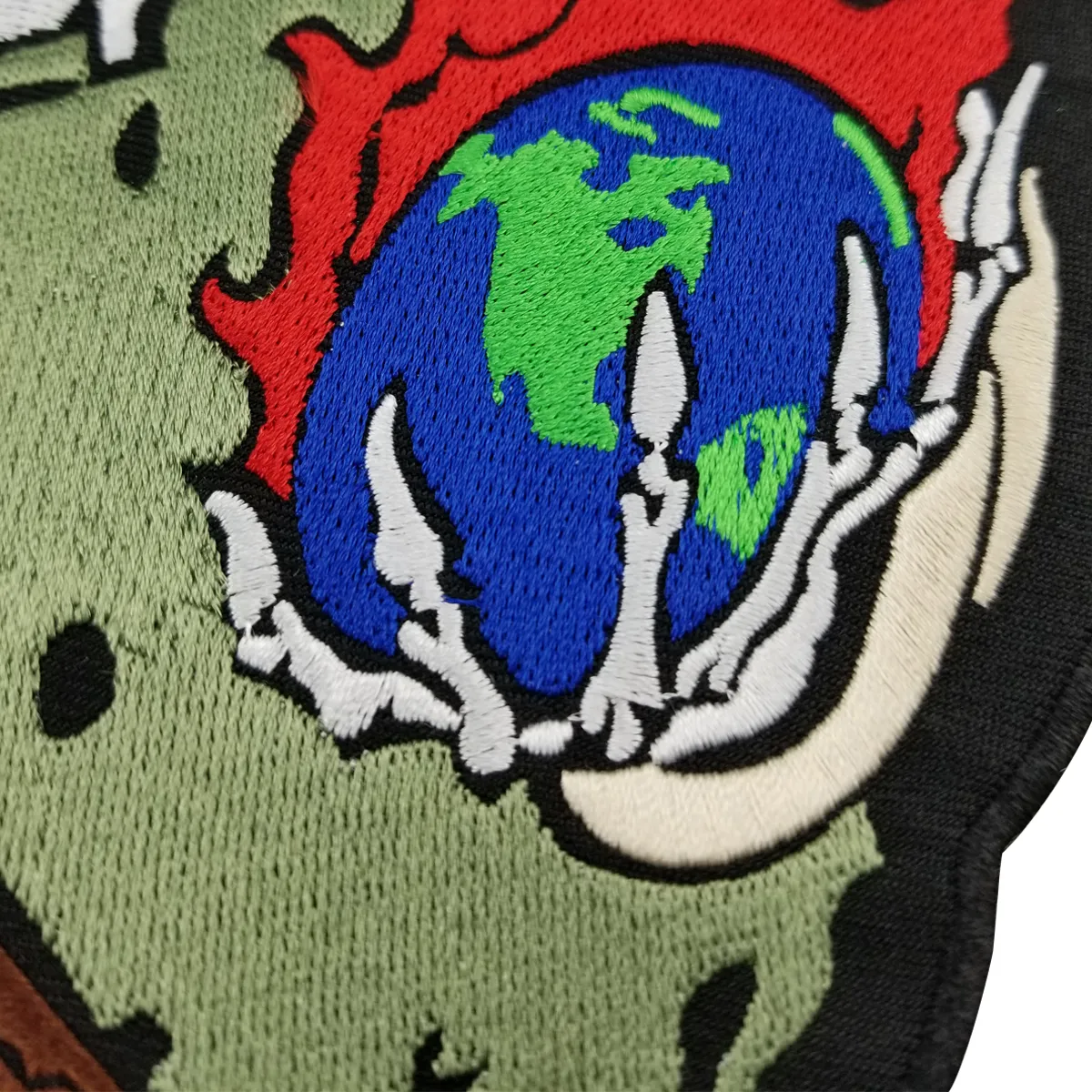 Middle Finger Skeleton Bone Embroidered Patch - Biker Punk Iron On Sew On