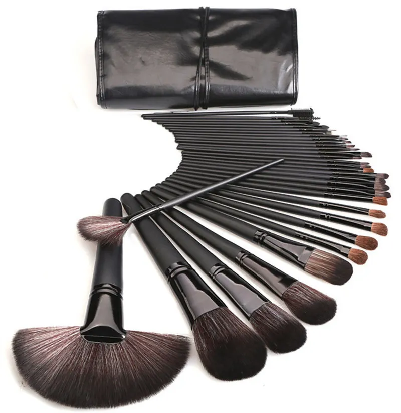 New Makeup Brushes Makeup Tools 32pcs Professional Brush sets Horse Hair Black High Quality DHL shipping+Gift