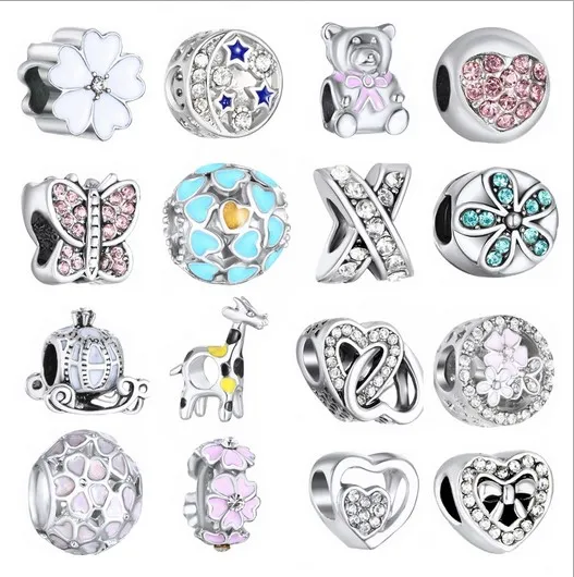 Pandora Sterling Gümüş Bilezik Zürafa Kelebek Kabak Arabası Boncuk Charms Avrupa Yılan Charm Zincir Moda DIY Takı XMA için