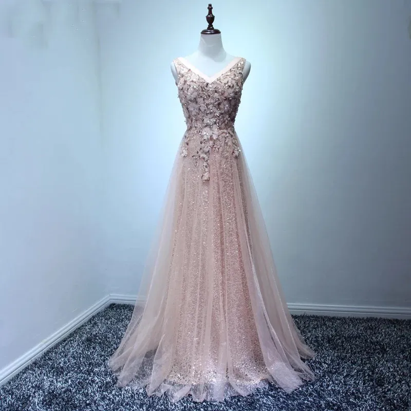 2018 Blush Pink Women Prom Dress A line Fitted Long Formal Maxi Gowns for Special Occasion Vestidos de Noiva Longa