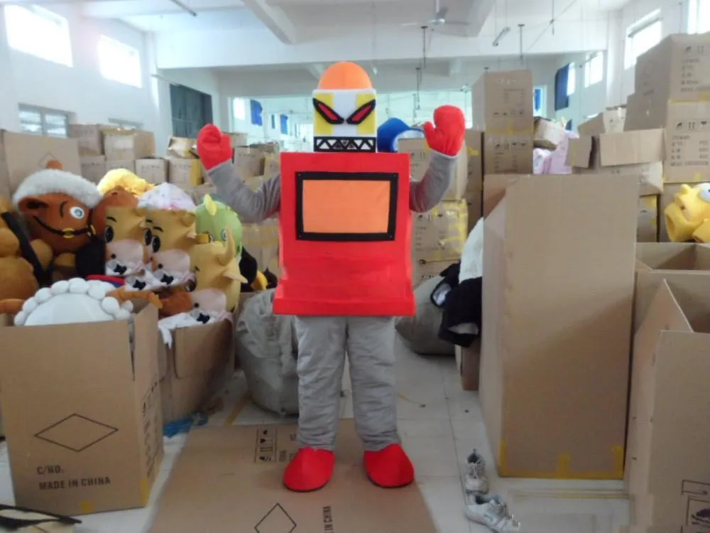 2018 Hot Sale Red Robot Mascot Kostym Vuxen Karaktär Kostym Mascot AS Fashion Freeshipping
