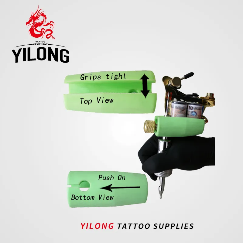 Yilong hoge kwaliteit tattoo grepen cover professionele siliconen machine grepen set levering voor machinegeweer tip tattoo body art gratis verzending