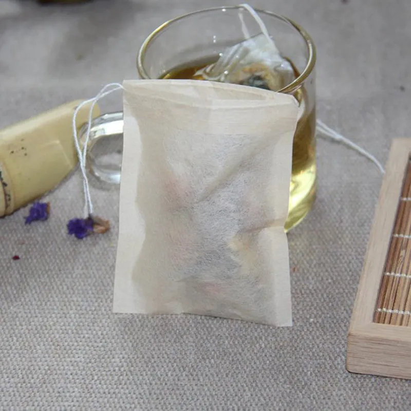 60 x 80mm houten pulp filter papier wegwerp thee zeefilters tas enkele trekkoord genezen zegel theezakjes geen bleekmiddel Groen snel
