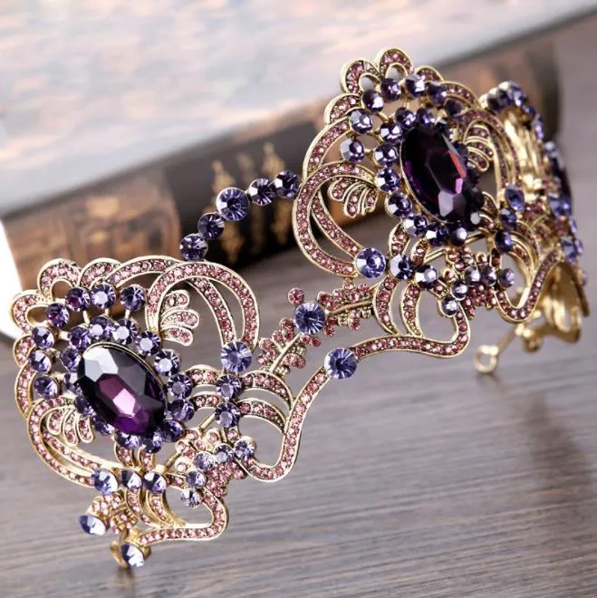 Beautiful Amethyst crown hoop, European and American hot crown, head ornament, wedding dress accessories crown.