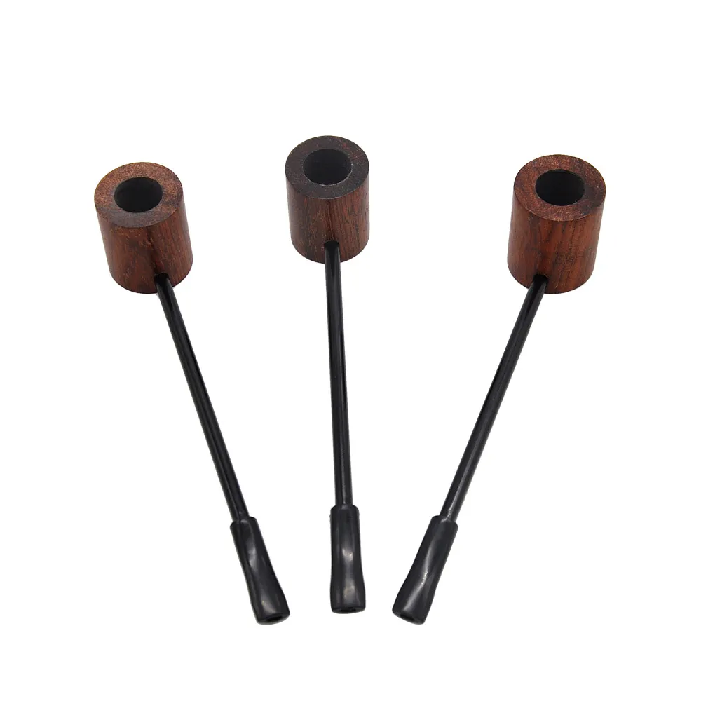 Wholesale Mini hand Sandalwood & Metal Smoking Pipe Wooden Smoking Pipes Portable With Tobacco Storage Groove