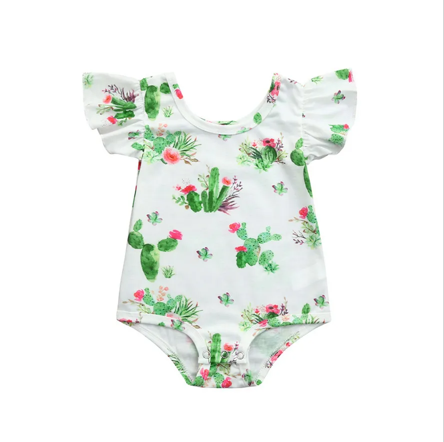 Nouveau-né Bébé Fille Vêtements 2018 Été Cactus Volants Romper One-pieces Vêtements Bébé Vêtements Sunsuit Bébé Body Costumes Infantile Filles Vêtements