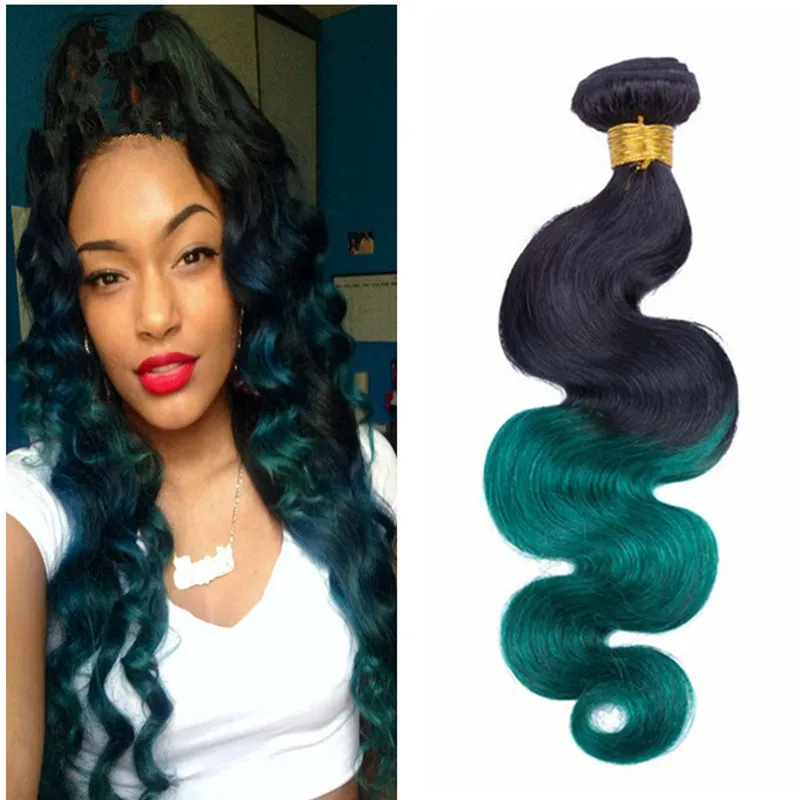 Extension de cheveux verts deux tons avec fermeture à lacets, mèches naturelles Body Wave ombrées, cheveux européens doux et lisses, 3 pièces/lot