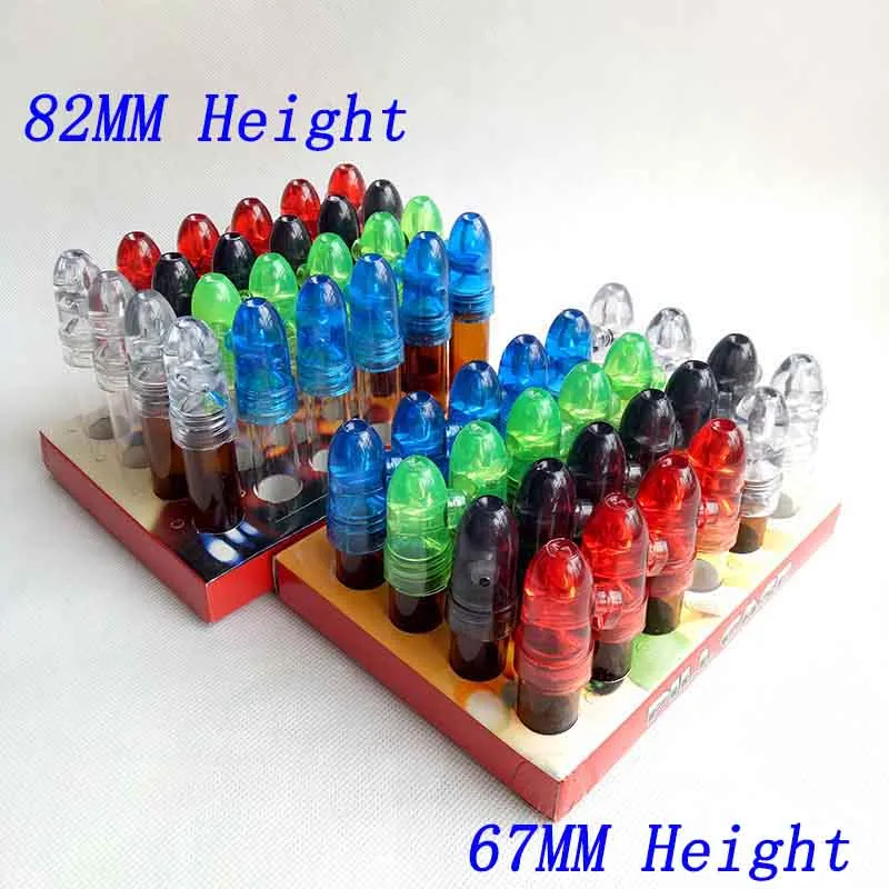 Glass Bottle Snuff Bullet Box Dispenser Snuffer Smoking Tool Accessories 53mm 67mm 82mm Height Acrylic Snorter Rocket Sniffer