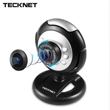 Tecknet C016 USB HD 720P 웹캠 5 메가 픽셀 5G 렌즈 USB 마이크 6 LED 웹 캠 카메라