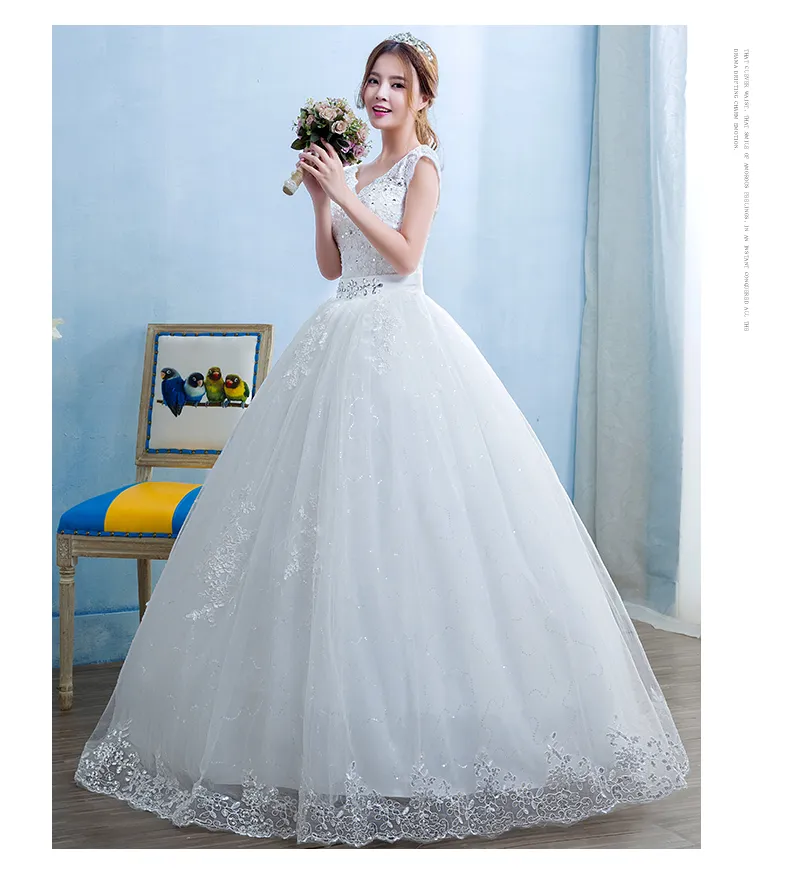 Photo réelle 9 couches robes de mariée 2018 automne et hiver Style coréen élégance princesse dentelle Appliques robes de mariée