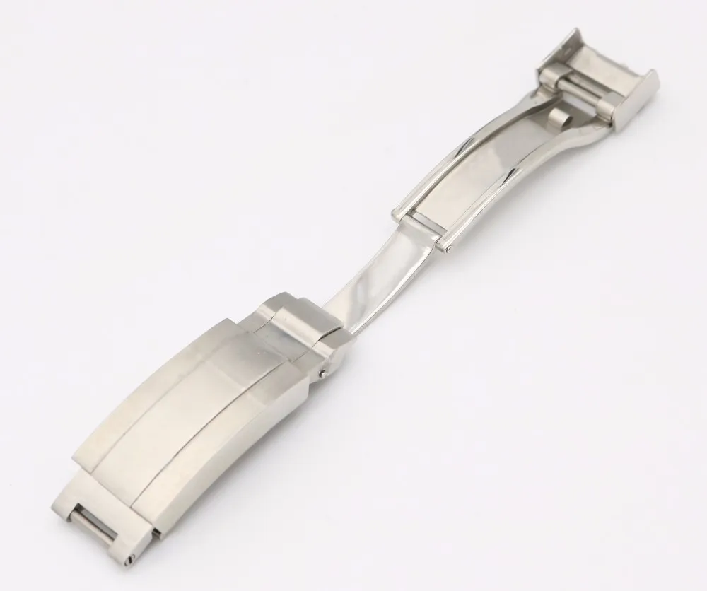 Carlywet 9mm x 9mm New Watch Band Buckle Glide Flip Lock Deployment Clasp Silver Brushed 316L 솔리드 메탈 스테인리스 스틸 8626804