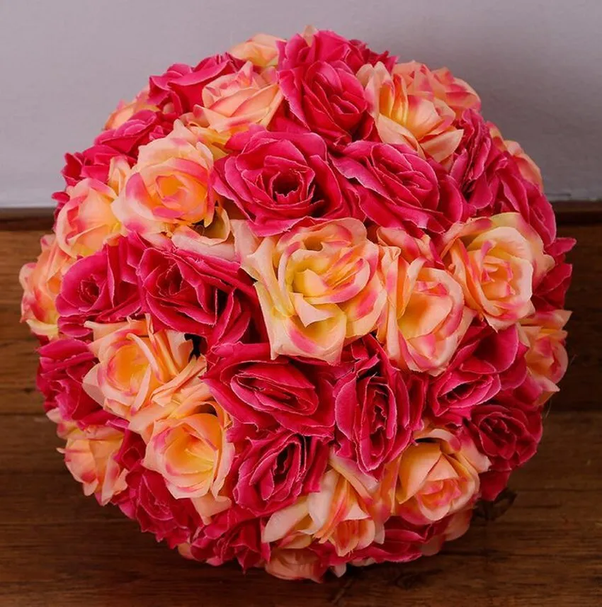 Veel kleuren Becastiful Kunstmatige Zijden Bloem Rose Ballen Bruiloft Centrum Pomander Bouquet Party Decorations Hot Sale