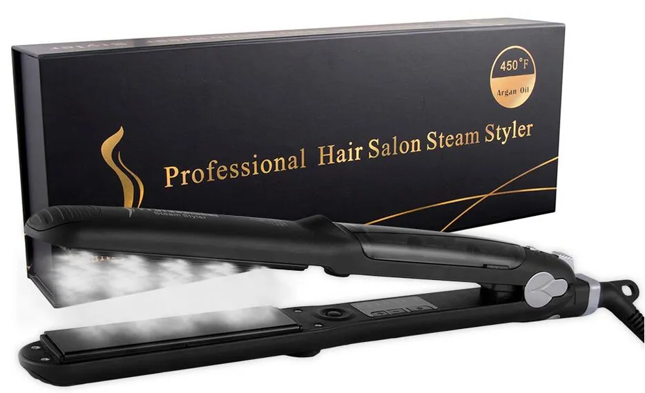 Professionell frisör Salong Steam Styler Hair Strainter Irons Steam Flat Iron Vapor Fast Heat Hårvård Styling Tools5853369