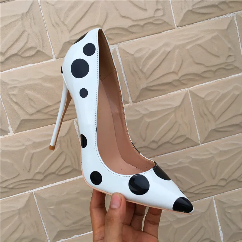 Blackandwhite Dot İnce Sinlu Highheeled Ayakkabılar 81012cm Şık Seksi Kadınlar039S Ayakkabı Customade 3345 Yards9741692