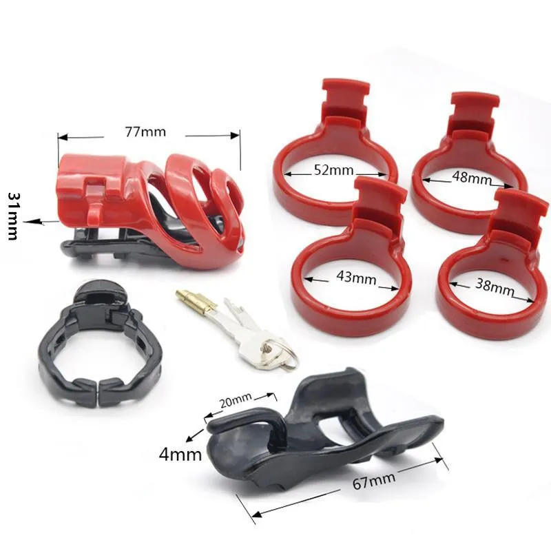 New 3D Design Resin Standard Male Device Penis Lock Adult Bondage Cock Cage With 4 Size Penis Rings Belt Sex Toy For Men5573278