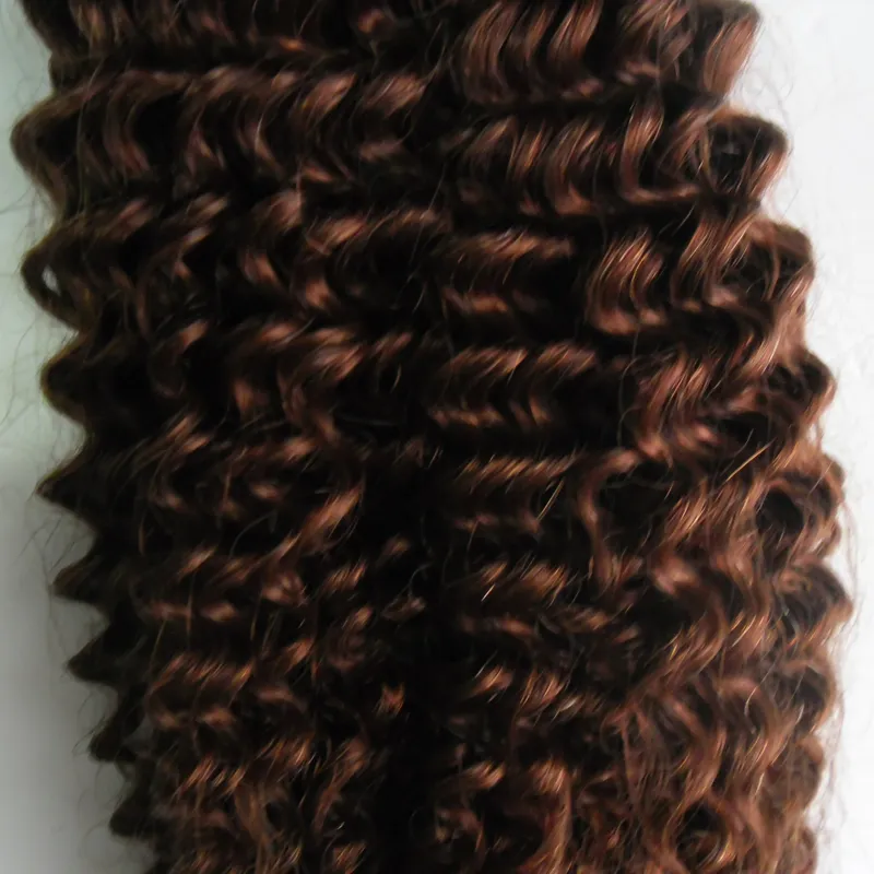 Light Brown Fita Humana em kinky curly 100g 40 pçs / lote Não Remy Brasileira da Pele Do Cabelo Humano trama fita Em Extensões Do Cabelo