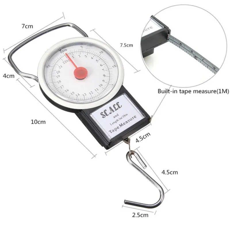 Escala de bagagem com indicador de peso Escalas de aço da mola pesa 78 libras 35 kg lbs kg weight7061104