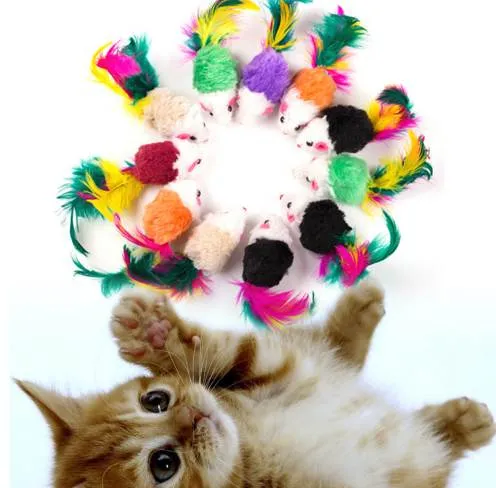 10個の誤ったマウスのペット猫のおもちゃインタラクティブ安いミニ面白いマウス動物猫のためのおもちゃを弾く4.5 x 2.5 cm