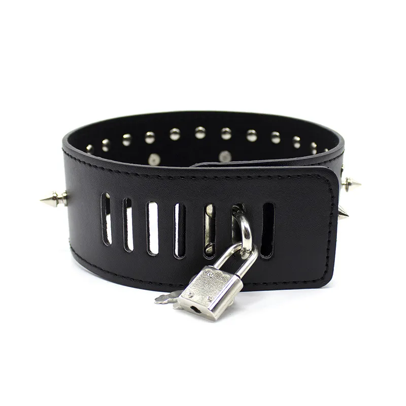 Collier de chien en cuir PU verrouillable, ceinture de retenue d'esclave de bondage dans les jeux pour adultes pour les couples, produits sexuels fétichistes, jouets pour femmes et hommes 8817295