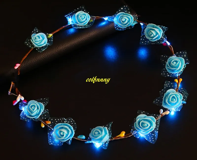 / Festa di nozze Lace 10 fiori Fascia Led Light Up Capelli Ghirlanda Hairband Ghirlande Garlands Ragazza natale natale