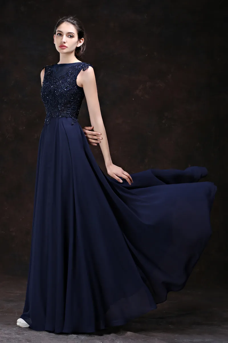 beaded chiffon dress Lace-Bodice La Femme Long Formal Dress main image 1