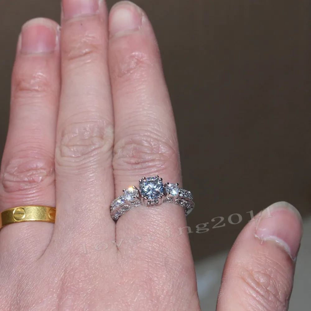 choucong vrouwelijke eeuwigheid ring 7mm 5a zirkoon steen 14kt wit goud gevuld vrouwen engagement bruiloft band ring sz 5-11 geschenk