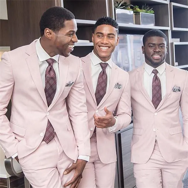 2 Piece Notched Lapel Pink Men's Suits for Casual with Flap Pockets main image 1