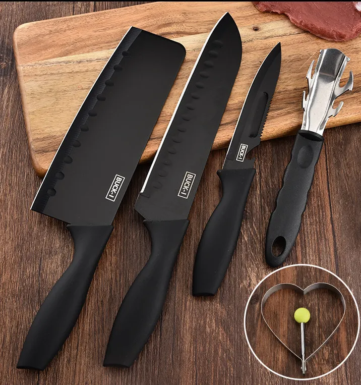 Stainless Steel Black Blade Kitchen Knife Set Of 5 Kitchen Knife Set